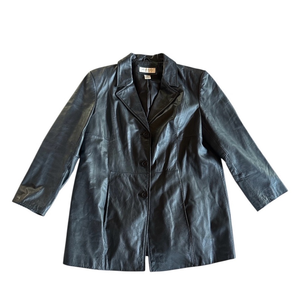 Vintage Preston & York Black Leather Jacket size Petite Large